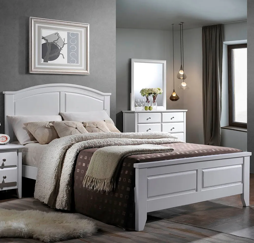 Parma White Wooden Bed Frame Only - 4ft Small Double