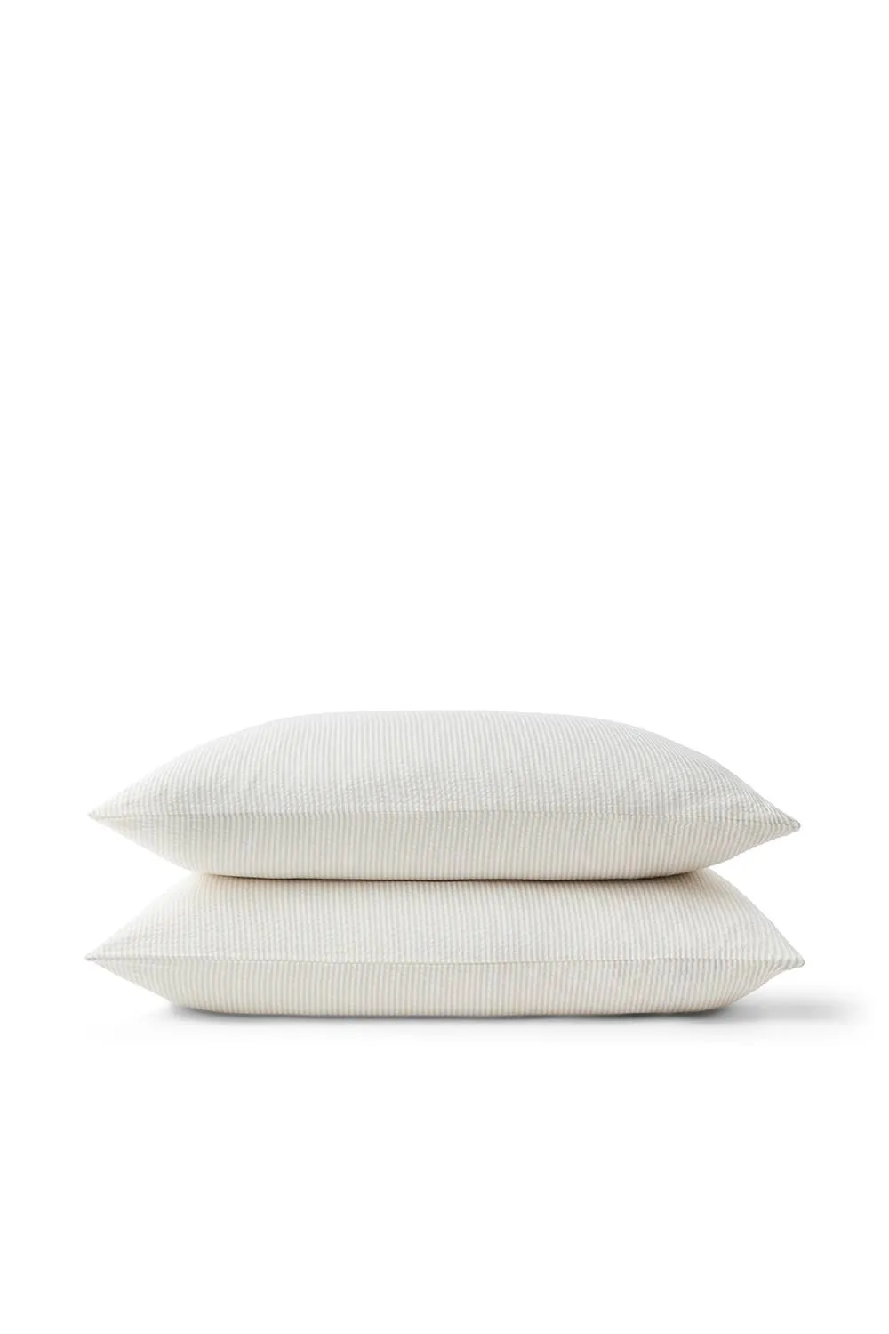 CHRISTY Seersucker Cotton Stripe Standard Pillowcase Pair in Beige