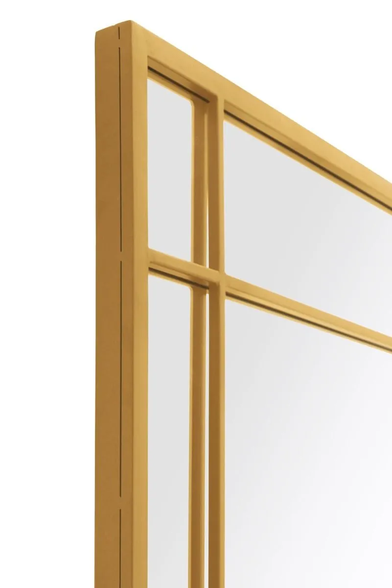 MirrorOutlet Gold Metal Framed Window Wall or Leaner Mirror 71" X 35" (180 X 90CM) 5