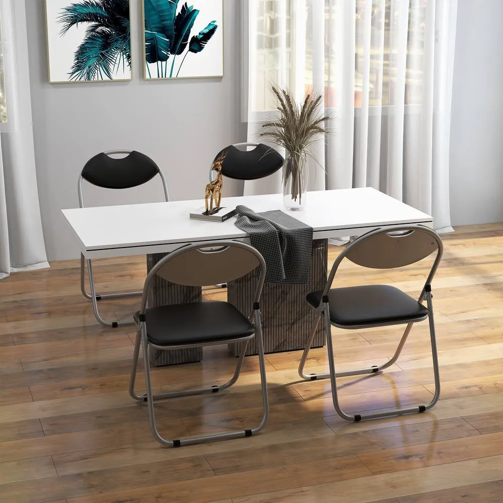 Costway Set of 4 Folding Metal Chair Padded Kitchen Dining Seat U-shaped Guest Chair in Black 6