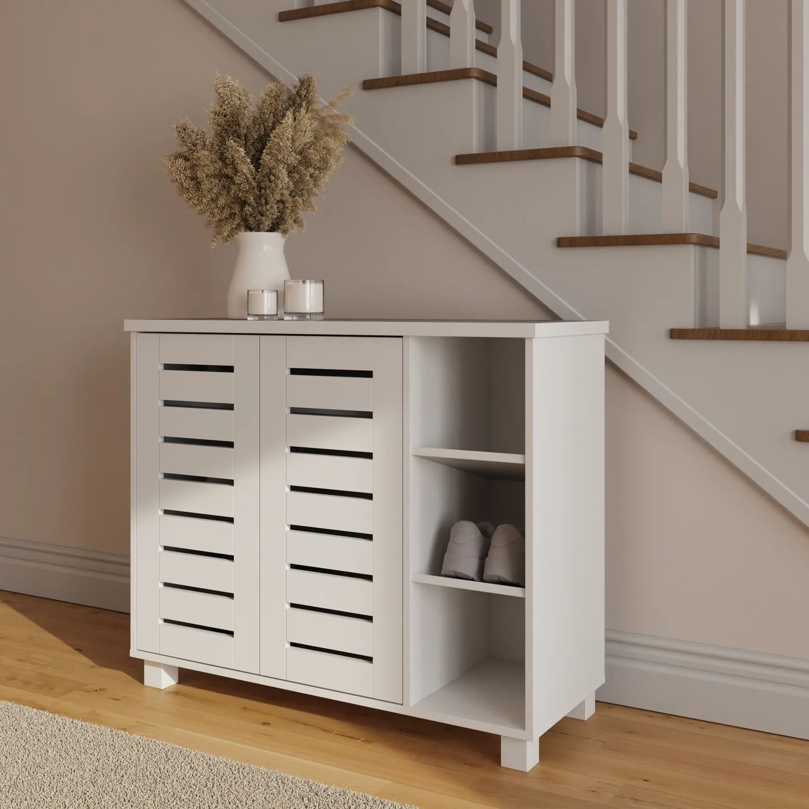 GFW Bodie 2 Door 3 Shelf Shoe Cabinet in White 3