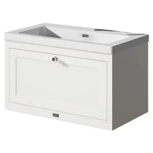 Bayswater Hartleigh Pointing White Traditional Wall Hung Vanity Unit & 1 Tap Hole Modern Recessed Basin - 800mm 2