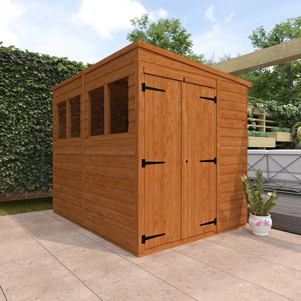 Buttercup Farm 8x6 Flex Pent Double Door 12mm Flex - L238.8 x W175 x H203 cm in Burnt Orange 3