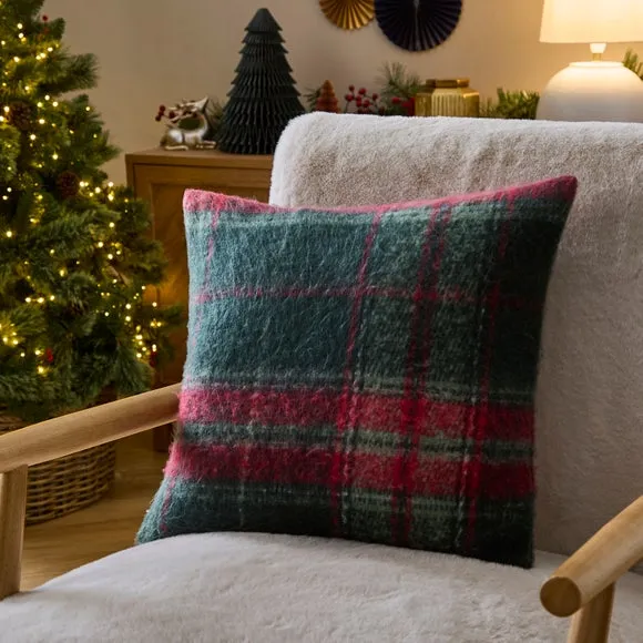Tartan Faux Mohair Square Cushion