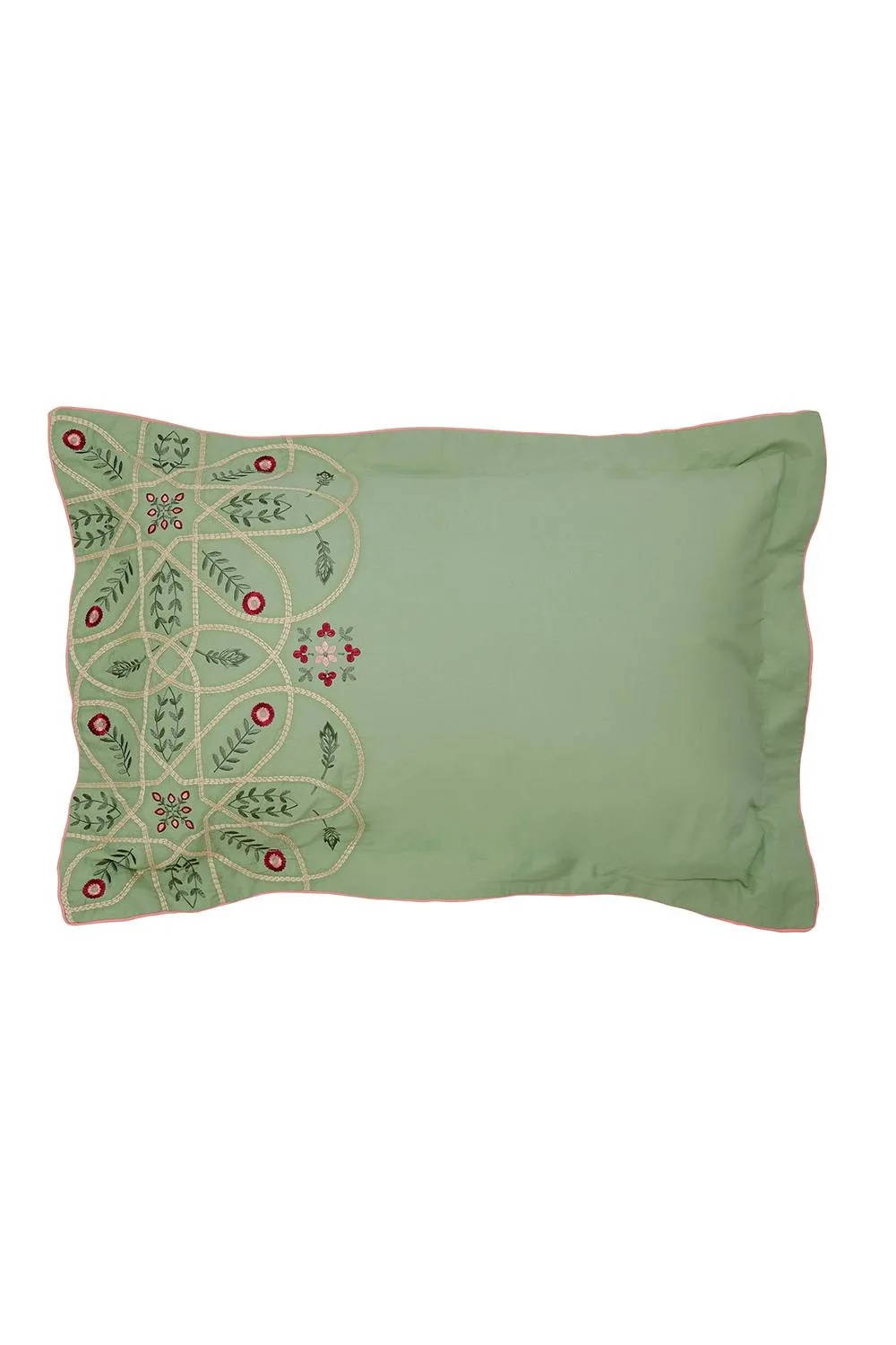 Morris & Co 'Brophy Embroidery Cotton' Duvet Cover Set in Green 3
