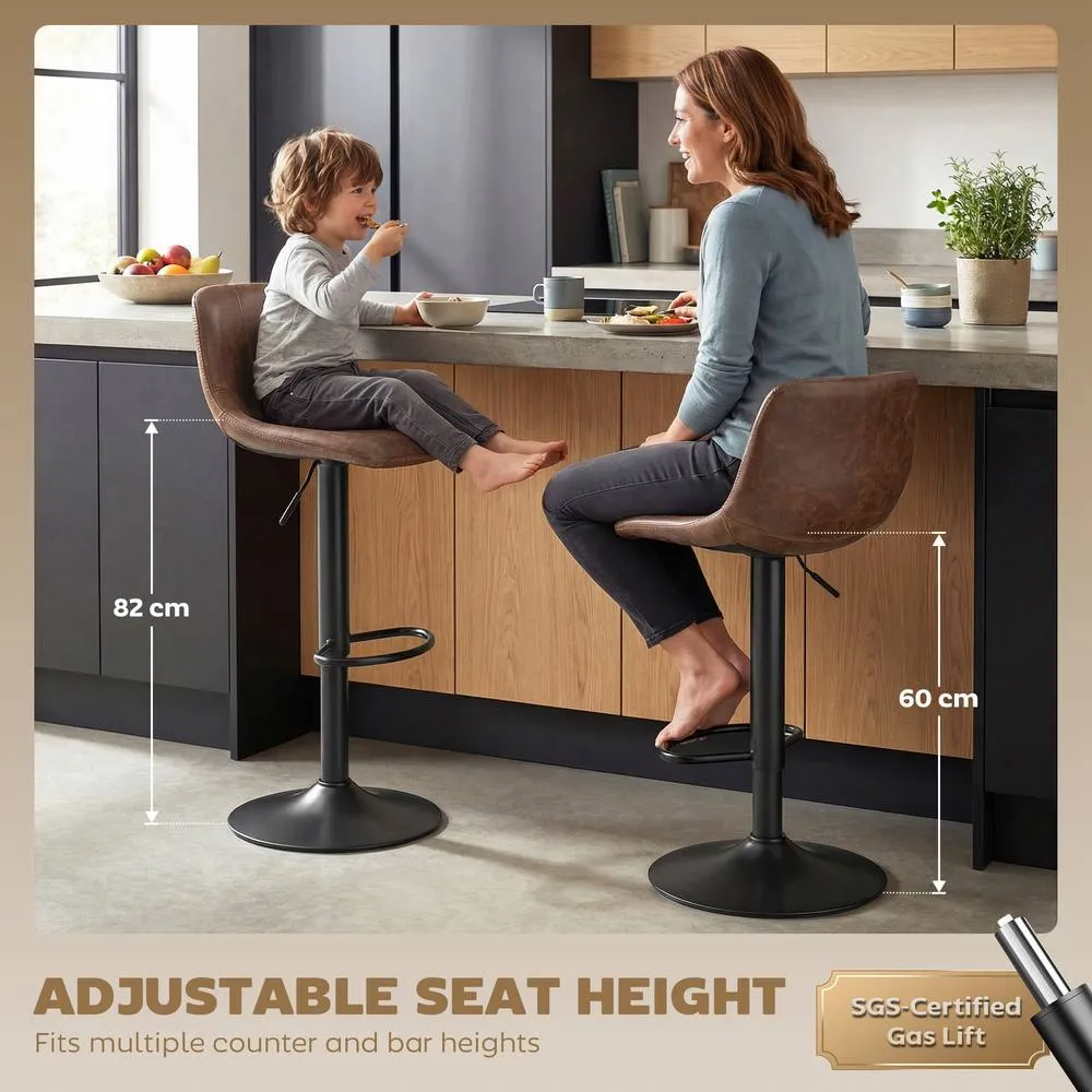 HOMCOM Bar Stools Set of 2, Modern Swivel Barstools for Dining Room in Brown 4