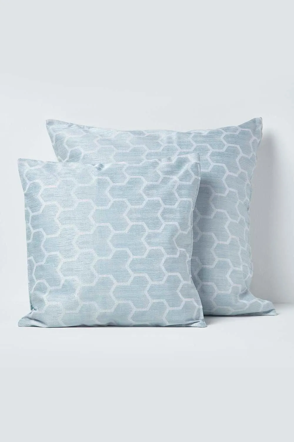 Homescapes Geometric Jacquard Cushion Cover in Blue 5