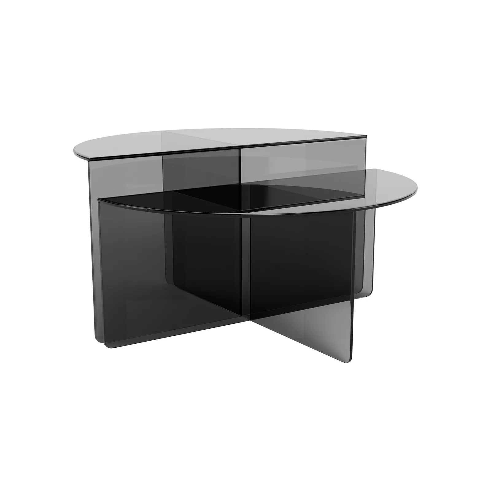 Vetro 80Cm Round Coffee Table Set, Round, Grey Glass | Barker & Stonehouse 2