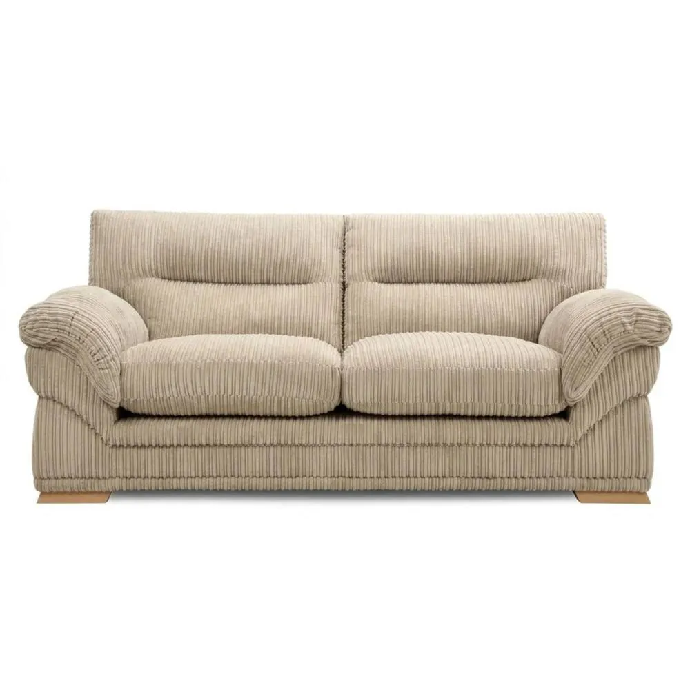 Bliss Furniture Amalfi 3 Seater Claude Sofa Modern Plush Fabric in Beige