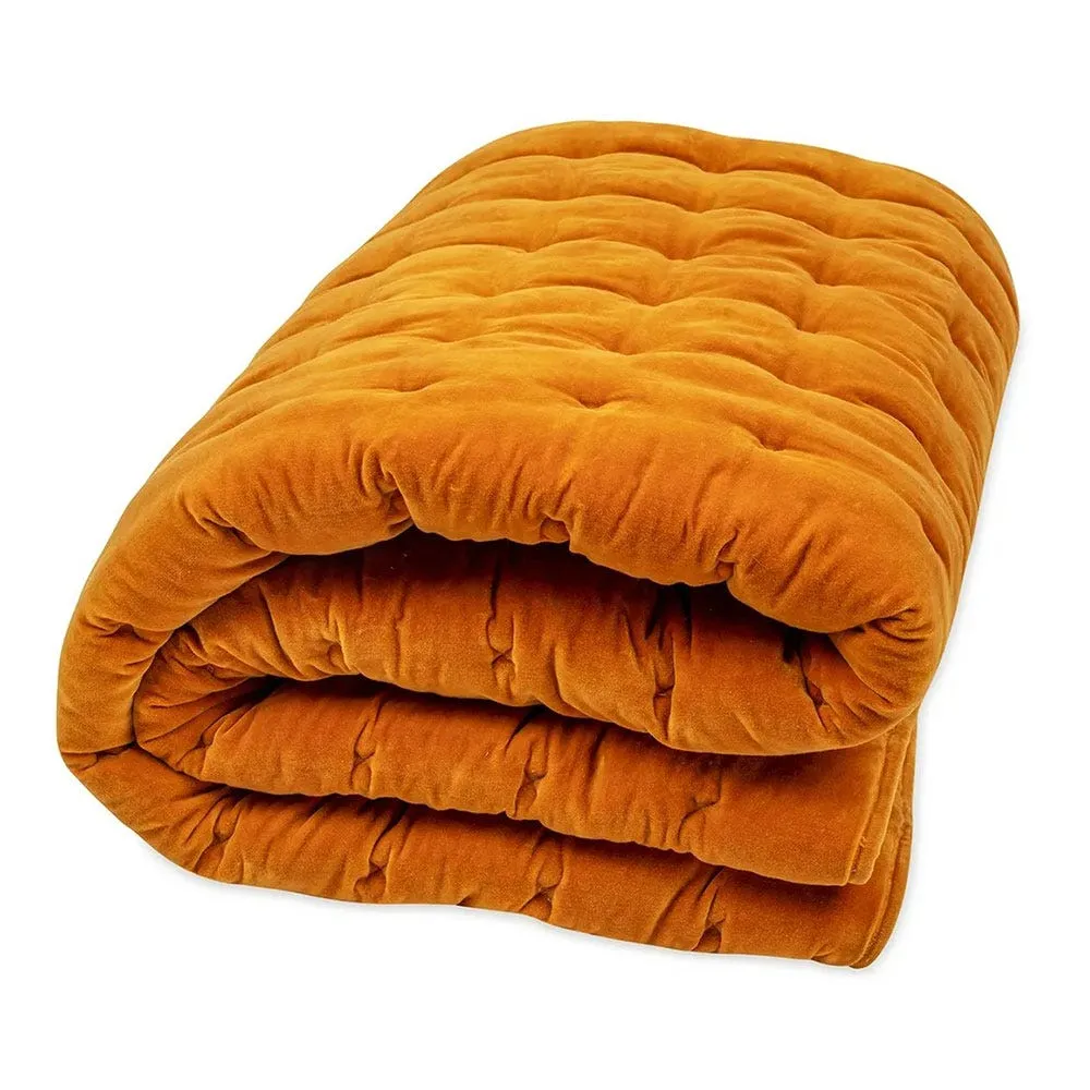 Heal's Velvet Quilt Ochre 140 x 200cm 3