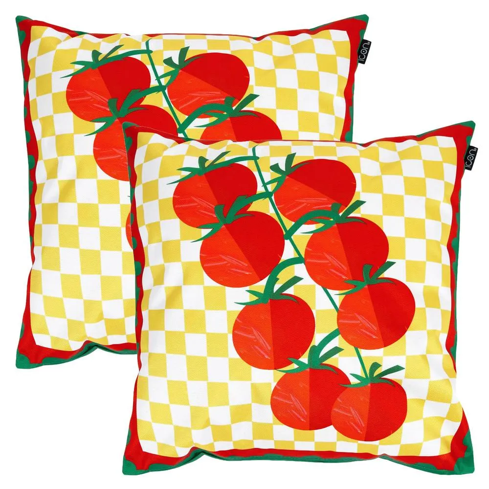 icon 2 Pack Cushion 43x43cm Tomato Print in Yellow