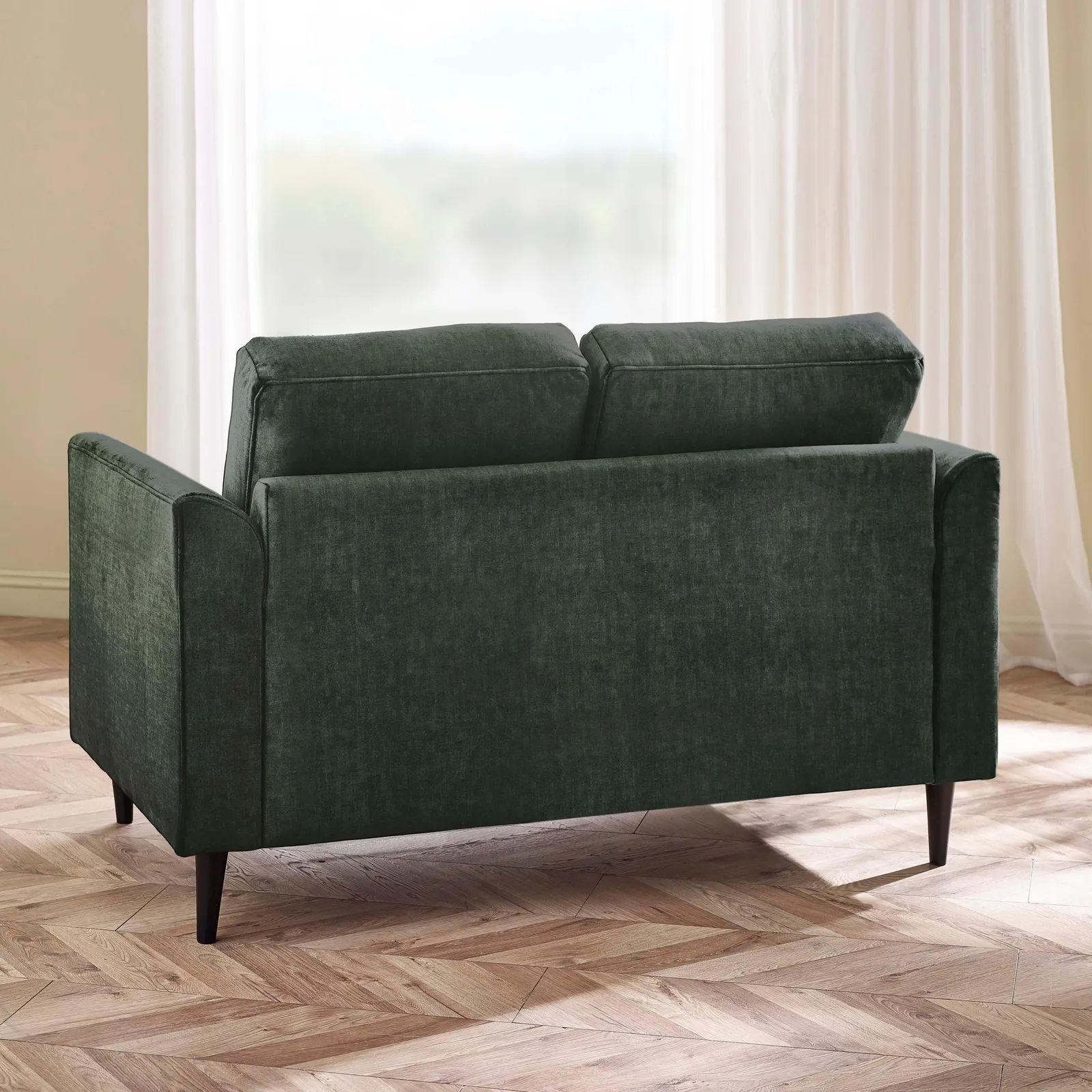 FurnitureboxUK Logan Fabric 2 Seater Sofa in Green 3