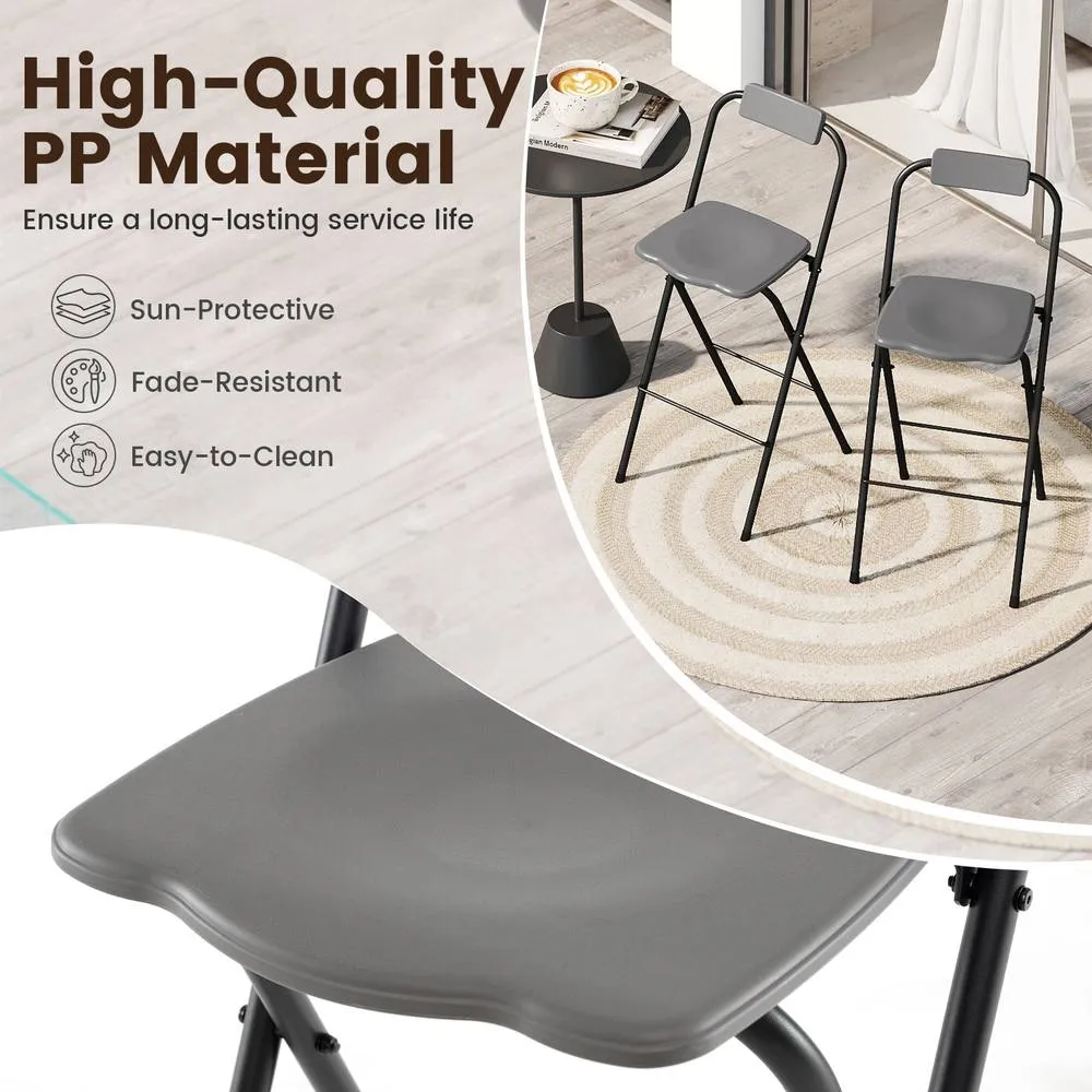 Costway Outdoor Folding Barstools Set of 2 Bar Height Patio Chairs 5