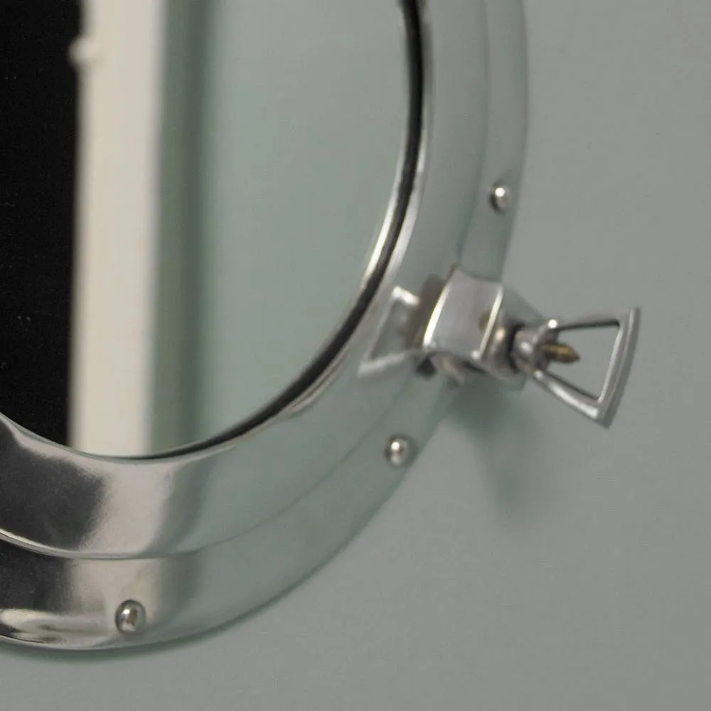 Melody Maison Silver Metal Porthole Mirror 28cm X 28cm in Clear 2