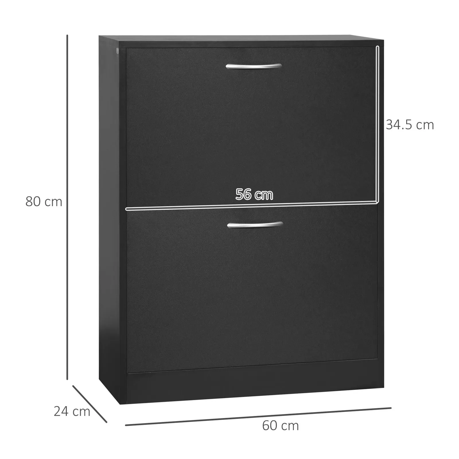 HOMCOM Wooden Shoe Storage Cabinet Footwear Stand Organiser Unit Drawers in Black 3