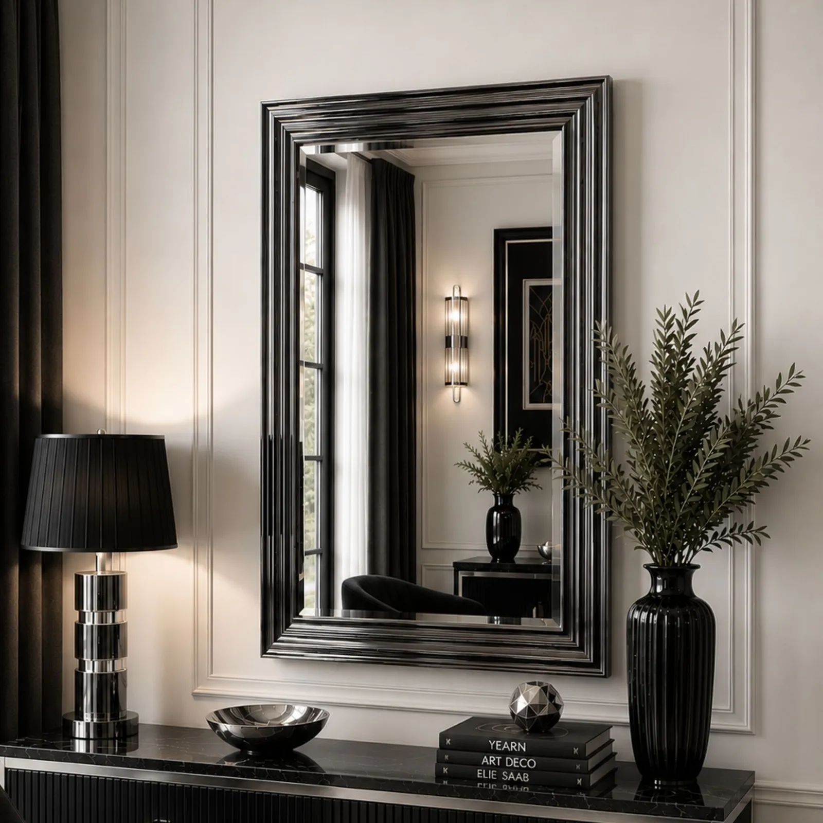 Yearn Mirrors Yearn Dark Chrome Wall Mirror 116x90.5cm in Metallics 5