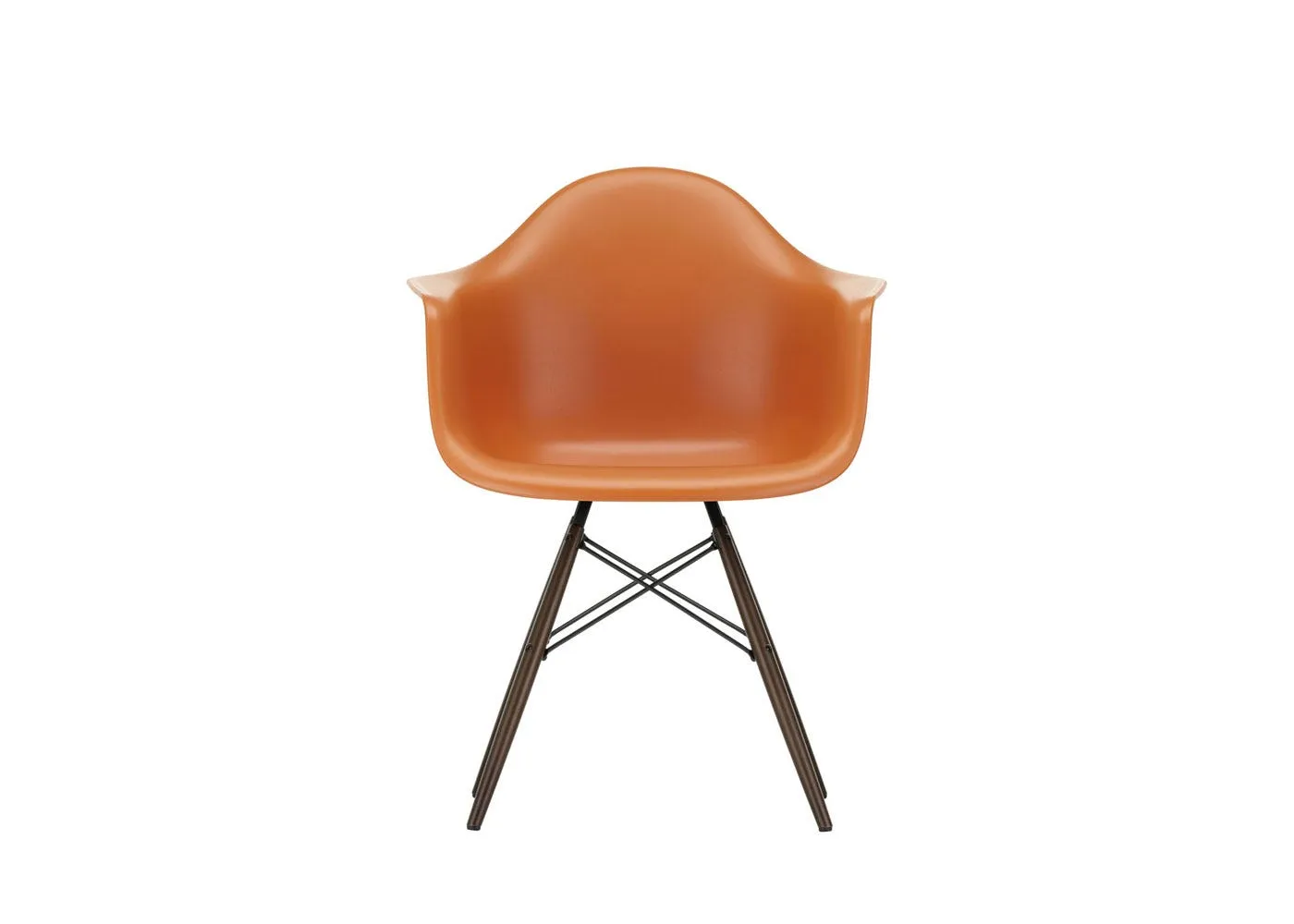 Vitra Eames DAW Armchair New Height Rusty Orange Dark Maple Base