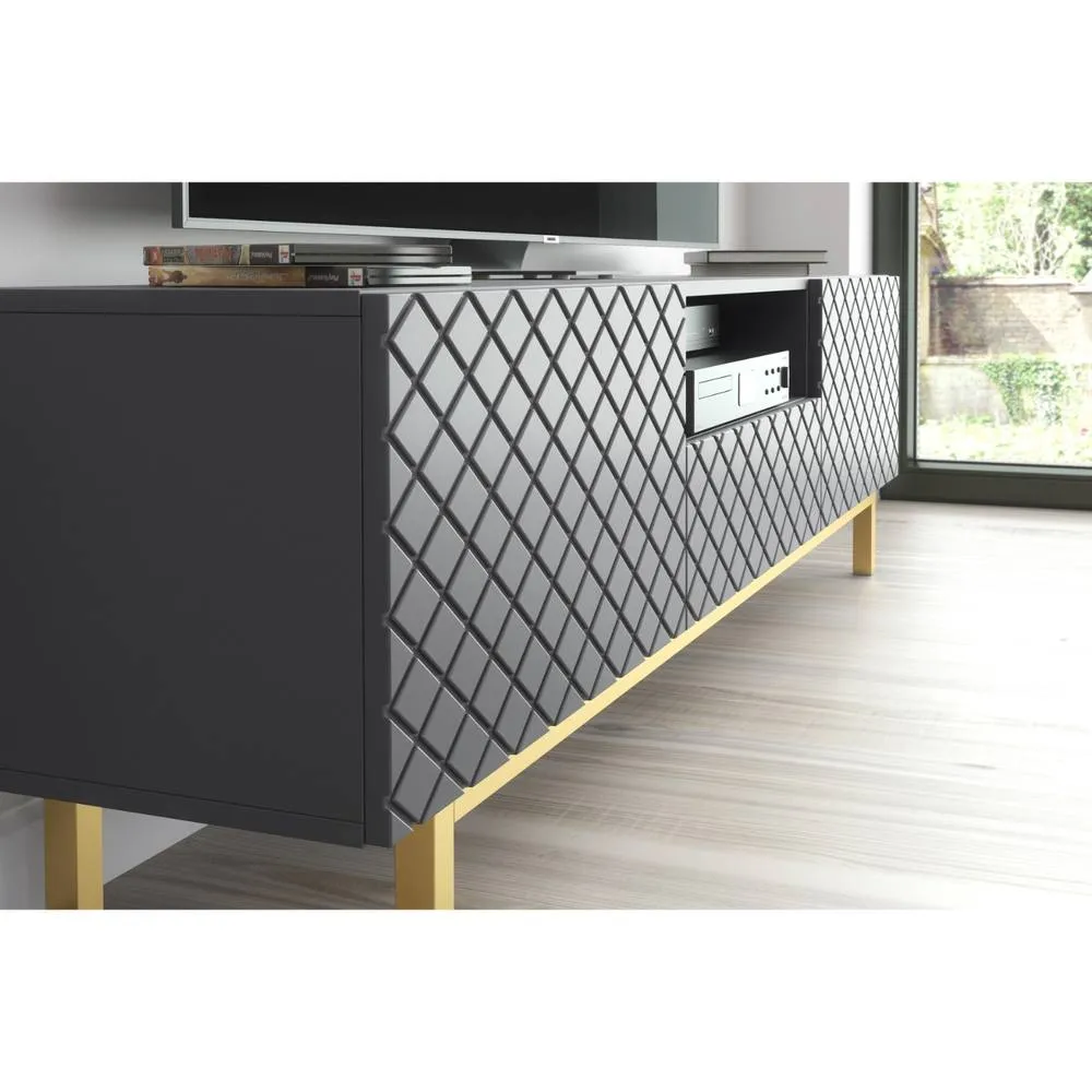 Creative Furniture Diamond Luxe TV Unit 180cm - Dark Grey 4