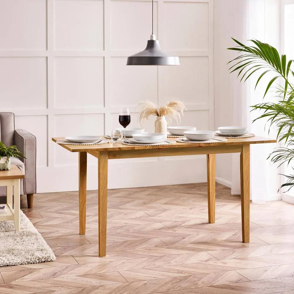 FurnitureboxUK Salcombe Oak Effect Wood Extending 6 Seater Dining Table in Light Brown