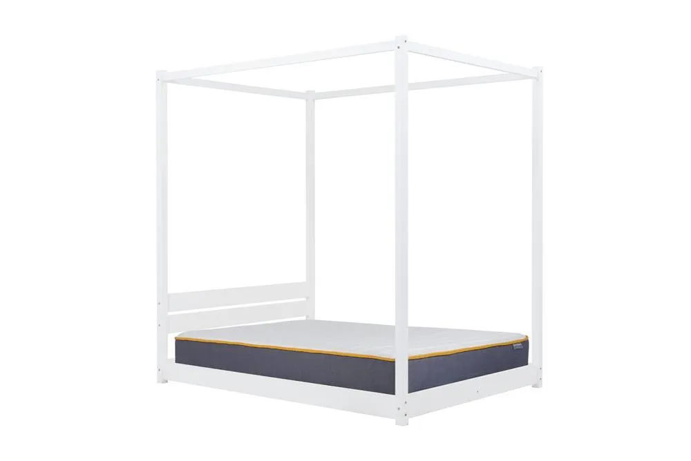 Birlea Four Poster Bed Frame Solid Wood 4 Poster Canopy Darwin in White 4