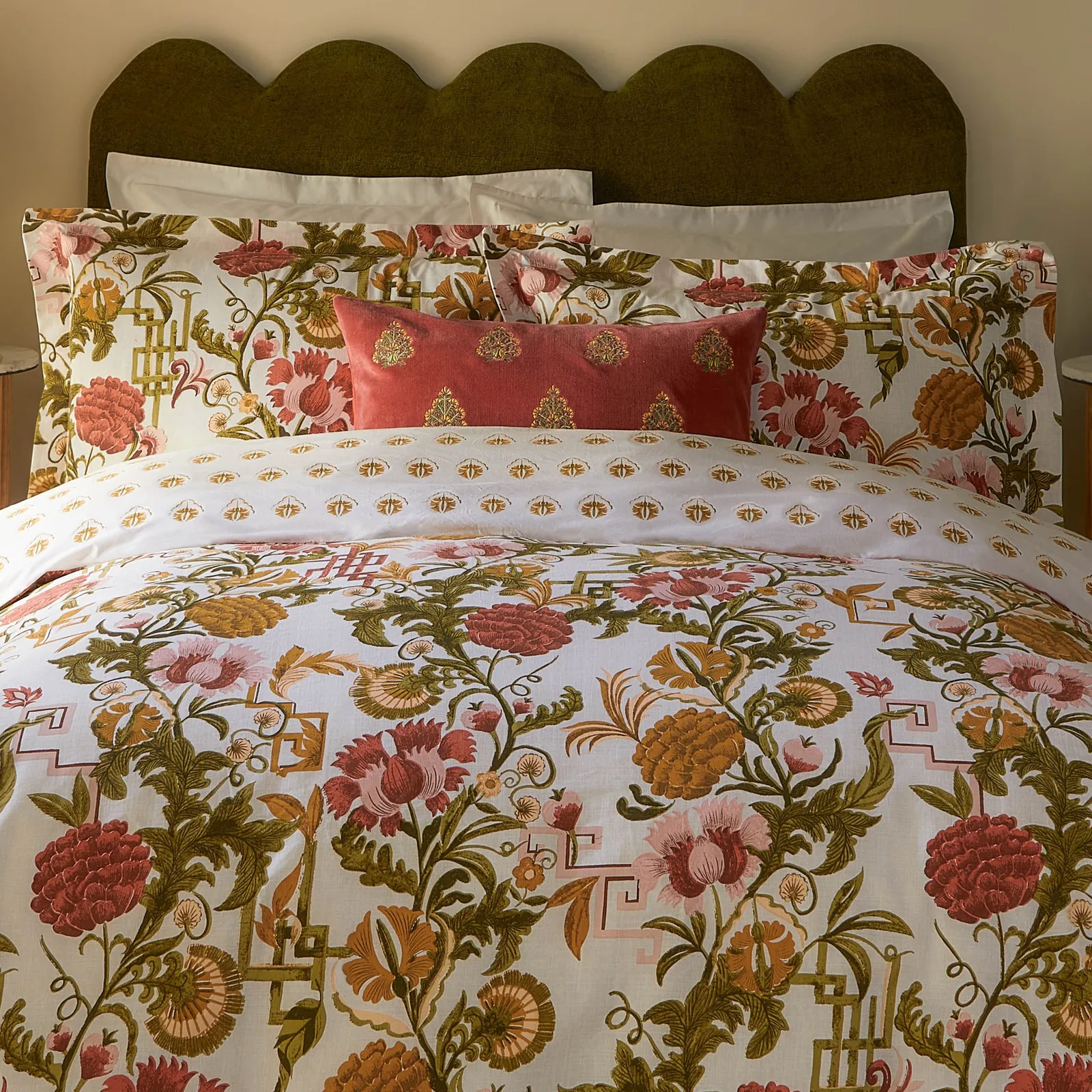 Paoletti Seventy Three Ishana Floral Duvet Cover Set in Burnt Orange 3