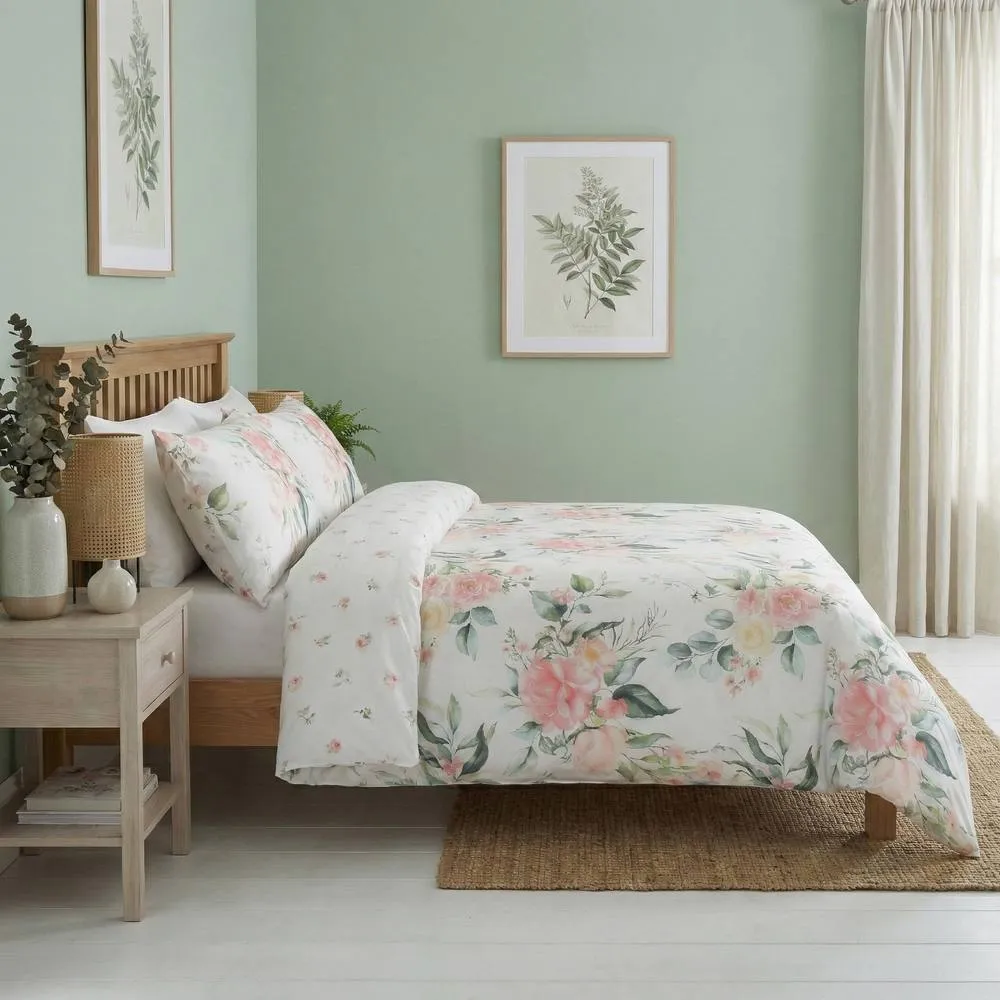 Rapport Home Ava Blush Floral Microfibre Reversible Duvet Cover Set 2