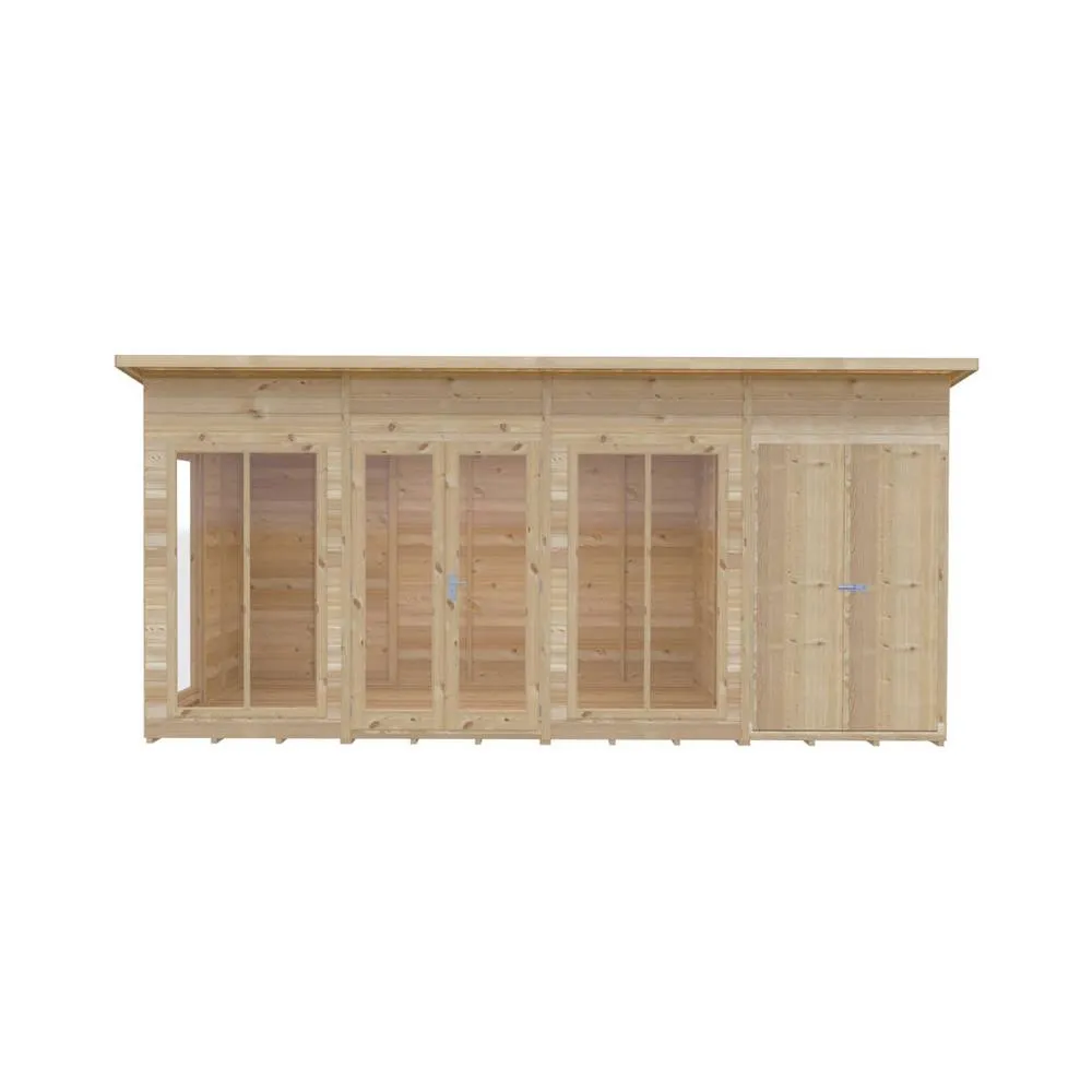 Shires Lela 16x8 Summerhouse including Storage - L244.8 x W476 x H227.5 cm in Light Brown