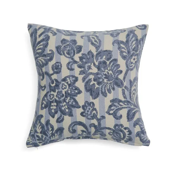 Striped Floral Cotton Square Cushion Cover 3