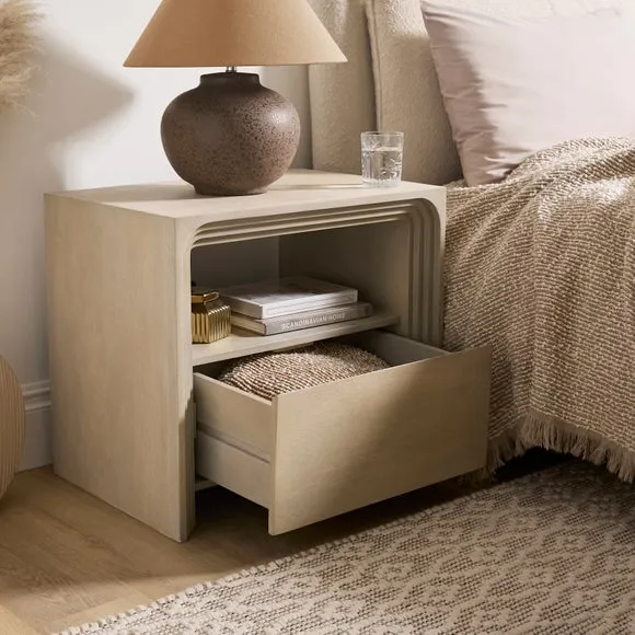 Romy Wide 1 Drawer Bedside Table, Mango Wood 2
