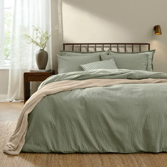 Yard Hebden Seersucker 100% Cotton Duvet Cover & Pillowcase Set 1