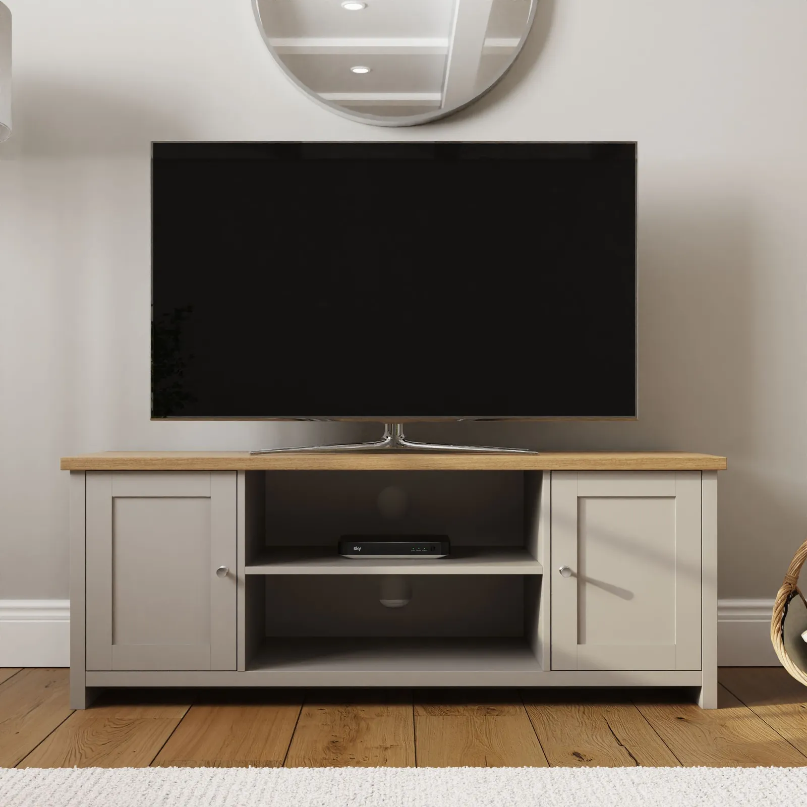 GFW Lancaster Large TV Cabinet in Grey
