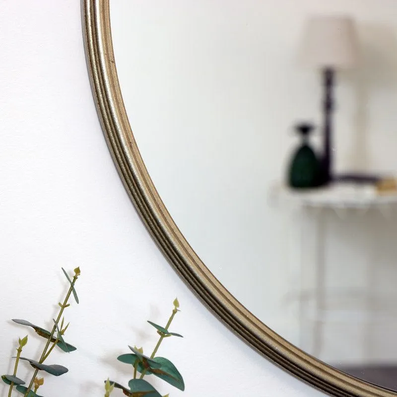 Melody Maison Large Round Champagne Gold Wall Mirror 70cm X 70cm in Metallic Gold 3