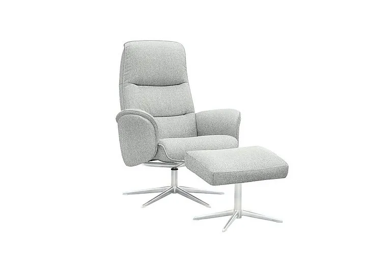 Falum Fabric Swivel Recliner Chair and Footstool with Chrome Base - Swift Cygnet