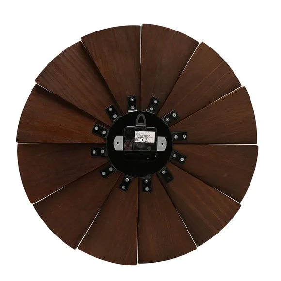 Interval Segmented Pine Round Wall Clock 5