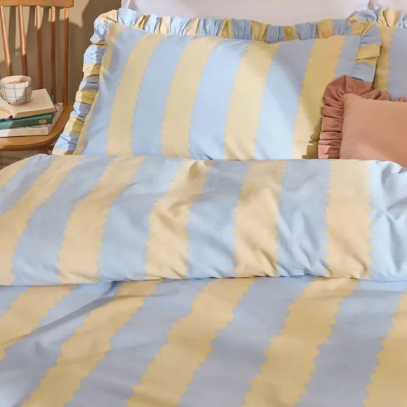 Wylder Nature Birdie Stripe Polycotton Duvet Cover & Pillowcase Set 2