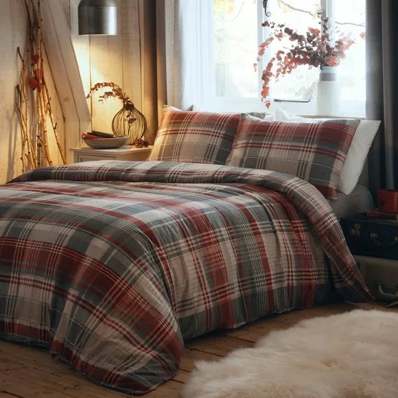 Dreams & Drapes Lodge Connolly Check 100% Brushed Cotton Duvet Cover & Pillowcase Set 1