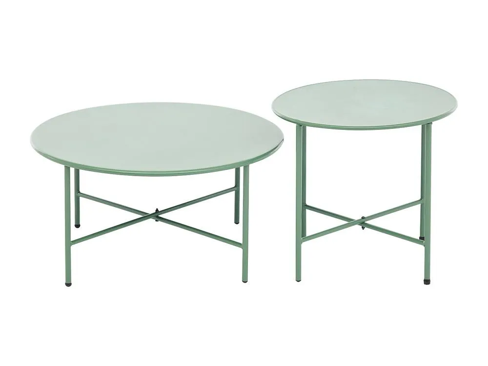Vente-unique Set Of 2 Low Garden Tables In Metal - Khaki - NIKAO By MYLIA 5