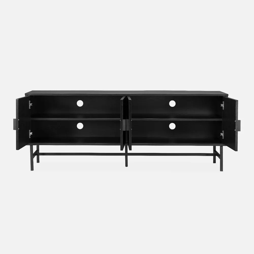 sweeek 157.5cm Tv Unit Wooden Effect 4 Doors in Black 3