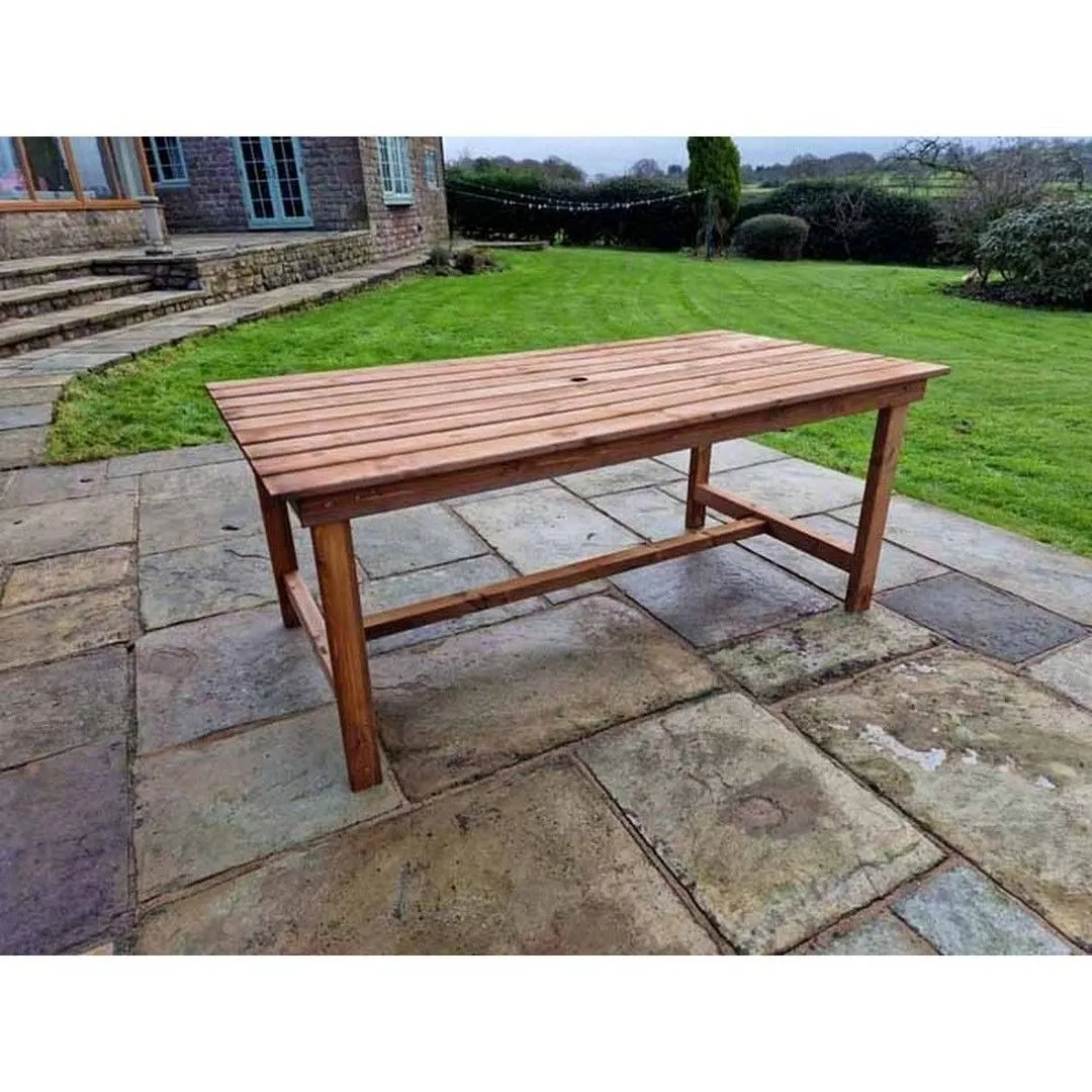 Churnet Valley Garden Furniture Ltd Valley Table - L92 x W180 x H75cm - Flat Pack - Min. Assembly Required in Brown 4