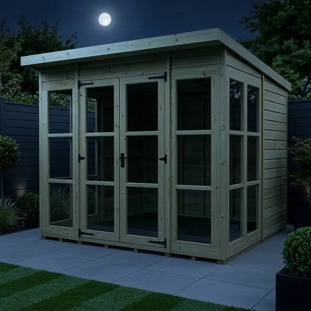 Buttercup Farm 8ft x 8ft Georgian Pent Summer House - Pressure Treated Timber in Brown 3