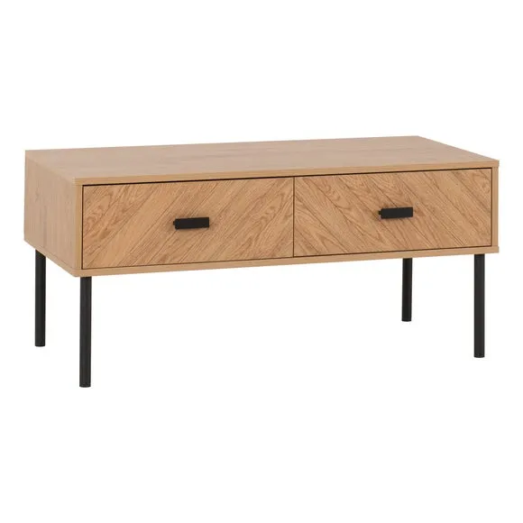 Leon 2 Drawer Coffee Table, Oak Effect 2
