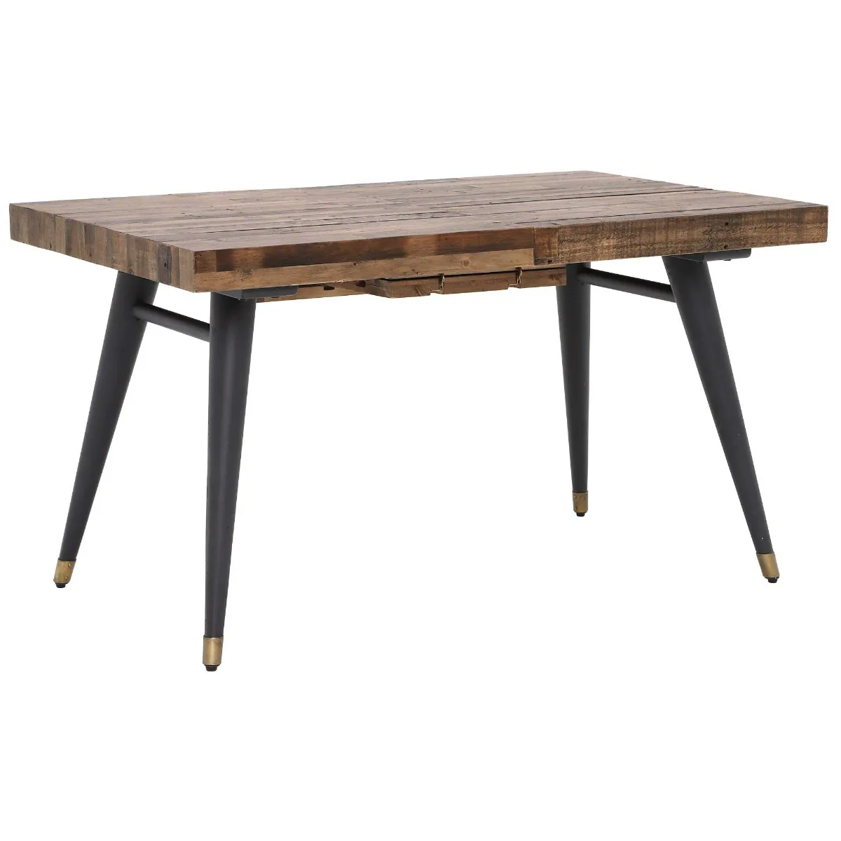 Modi Wooden Extending Dining Table - Reclaimed Wood - Dark Brown/Matt Black Legs - W140-180 x D90 x H77.5cm - Barker & Stonehouse