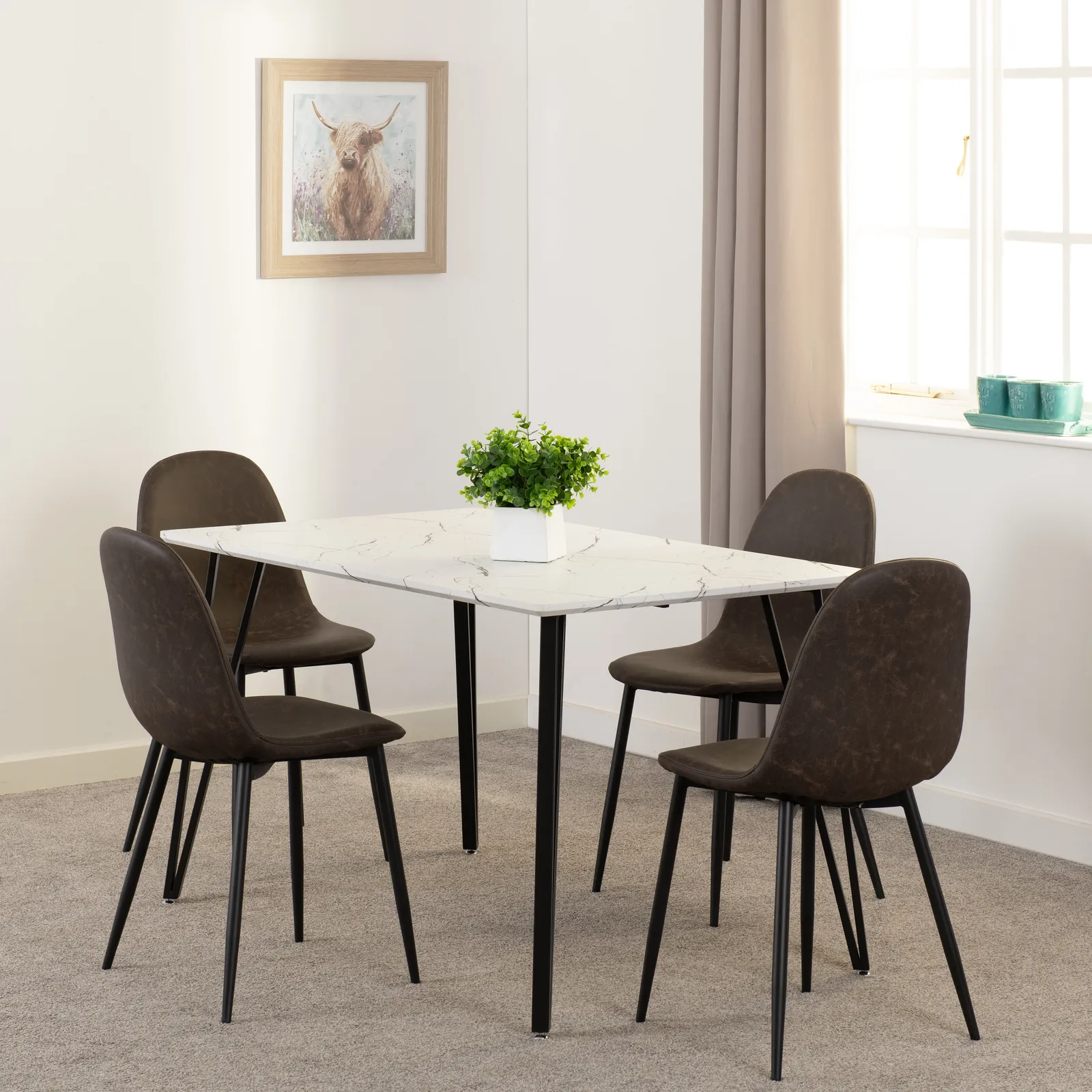 Seconique Marlow & Athens Dining Set in Brown
