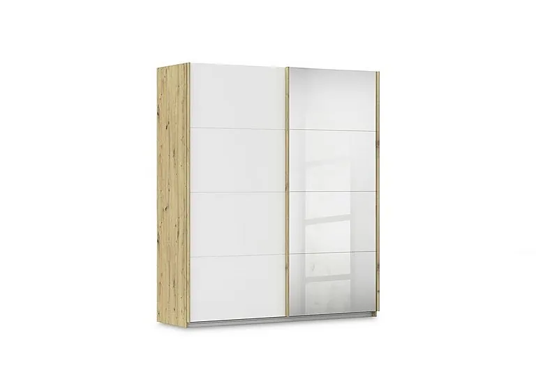 Freja 181cm 2 Door Sliding Decor Wardrobe With Mirror Door - Alpine White