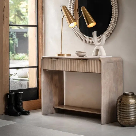 Cedar & Sage Ontario Mango Wood 2 Drawer Console Table