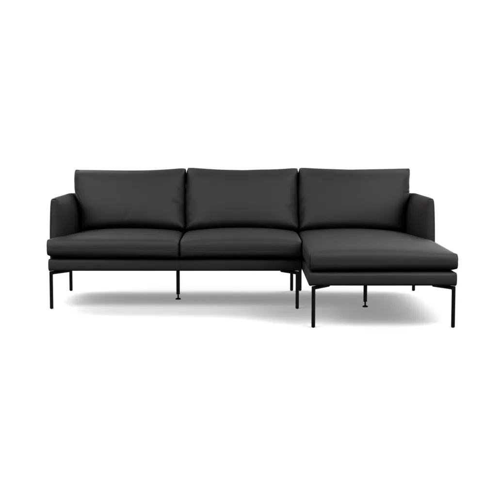 Heal's Matera Right Hand Facing Chaise Sofa Leather Grain Graphite 063 Black Feet 1