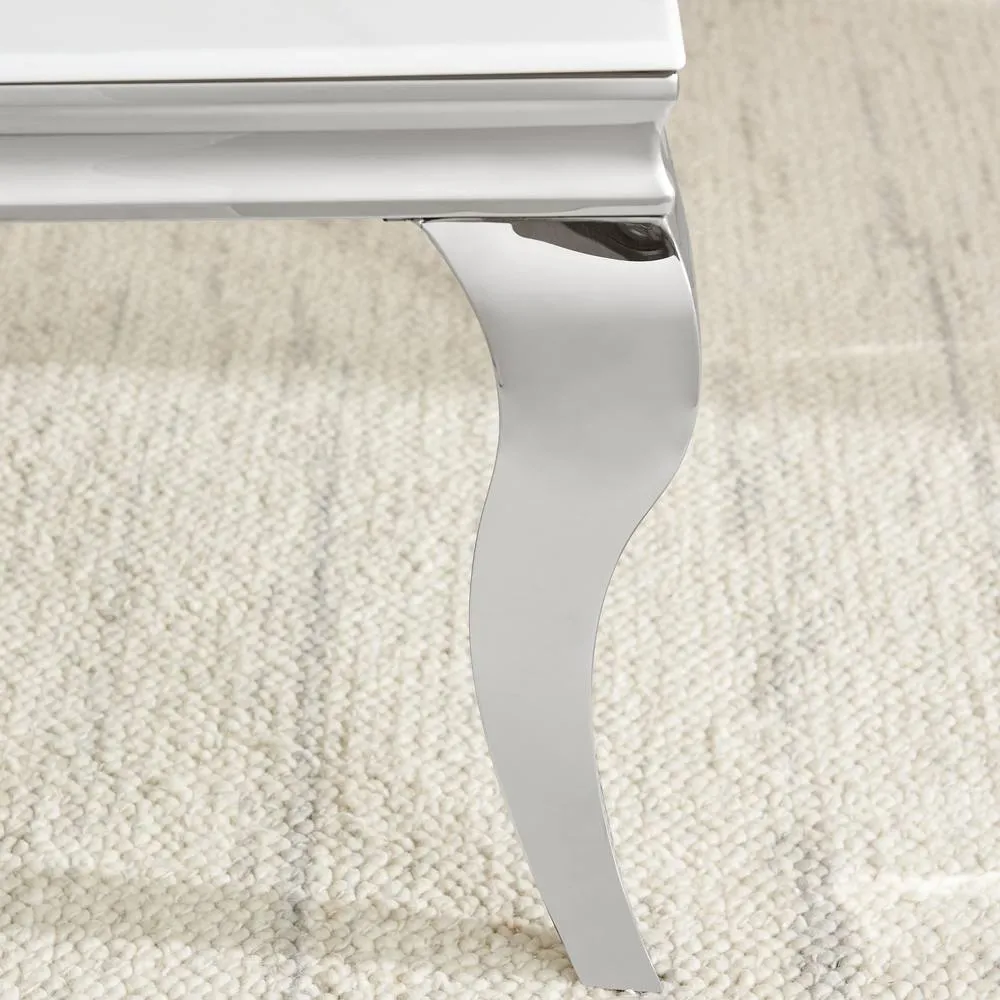 FurnitureboxUK Skye Rectangular White Marble Glass & Metal Coffee Table 5
