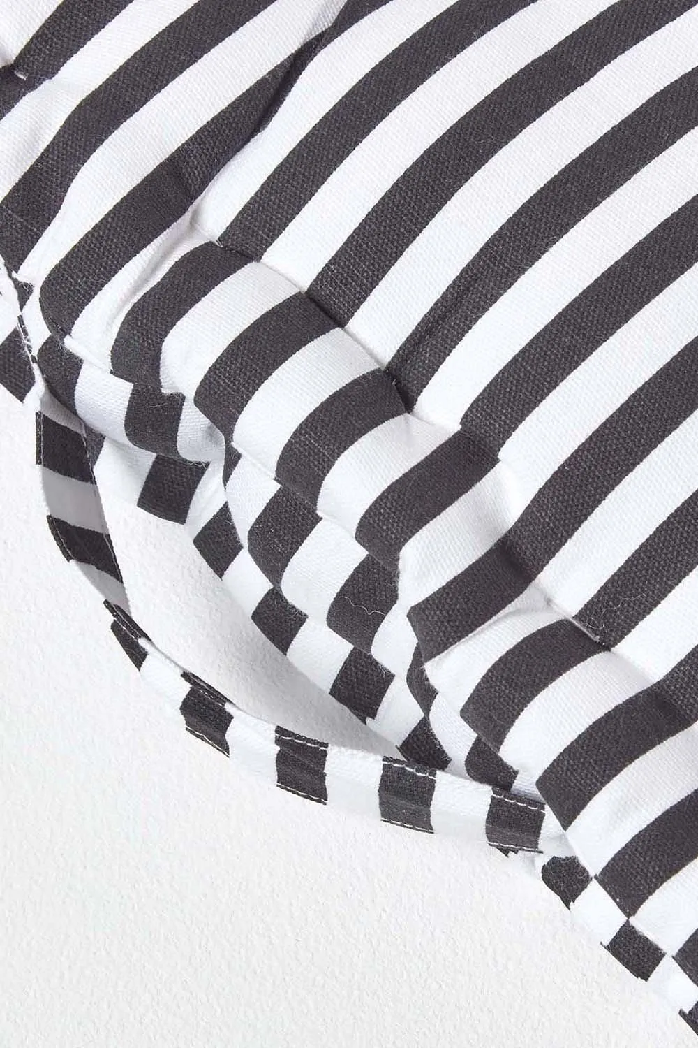Homescapes Cotton Thin Stripe Floor Cushion in Black 4