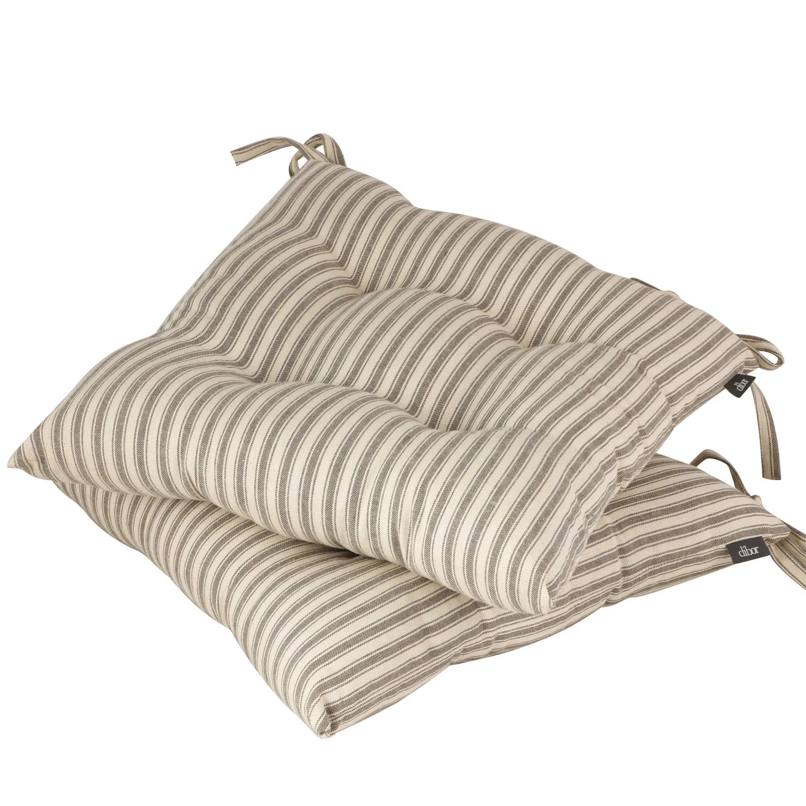 Dibor Set of 2 Grey Striped Outdoor Garden Furniture Seat Pad Cushions L40cm x W40cm 2