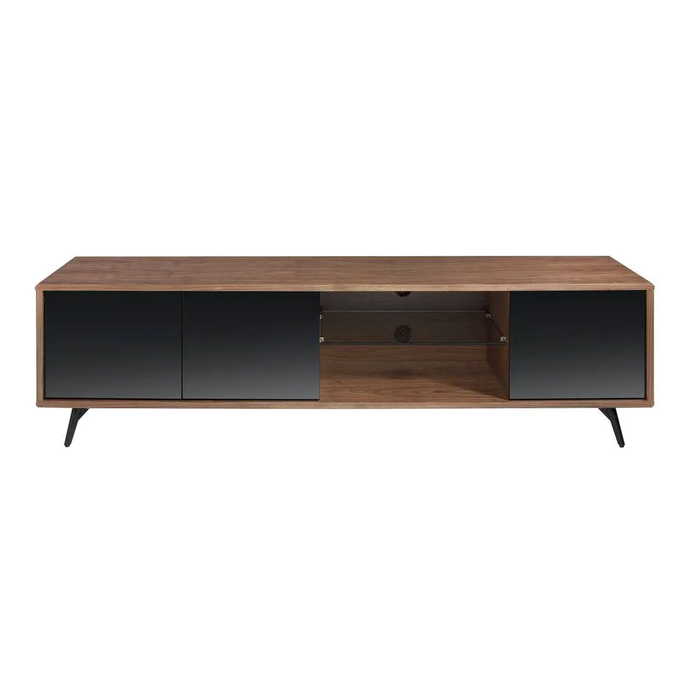 Angel Cerda Walnut TV Unit with Black Mirror Glass & Black Steel in Brown 2